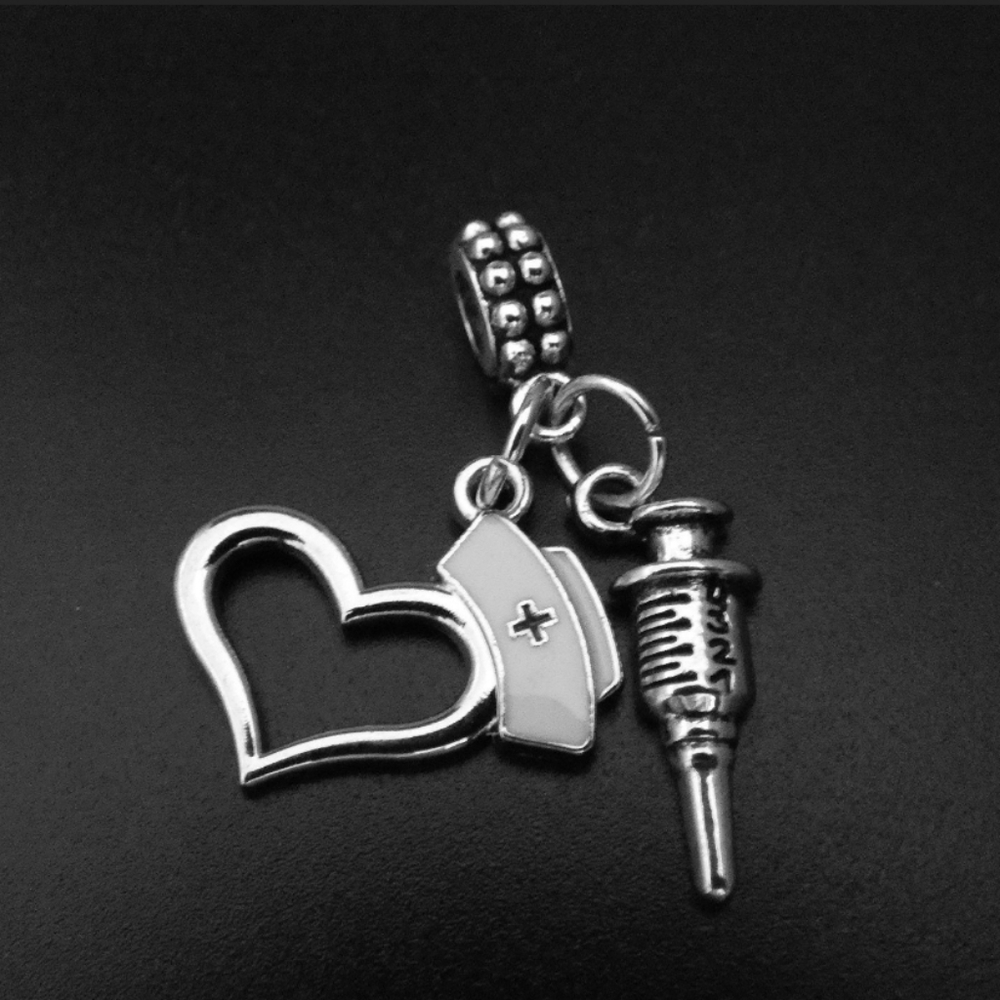 Nurse heart Cao injection charms bracelet charms beads fits European pandora bra
